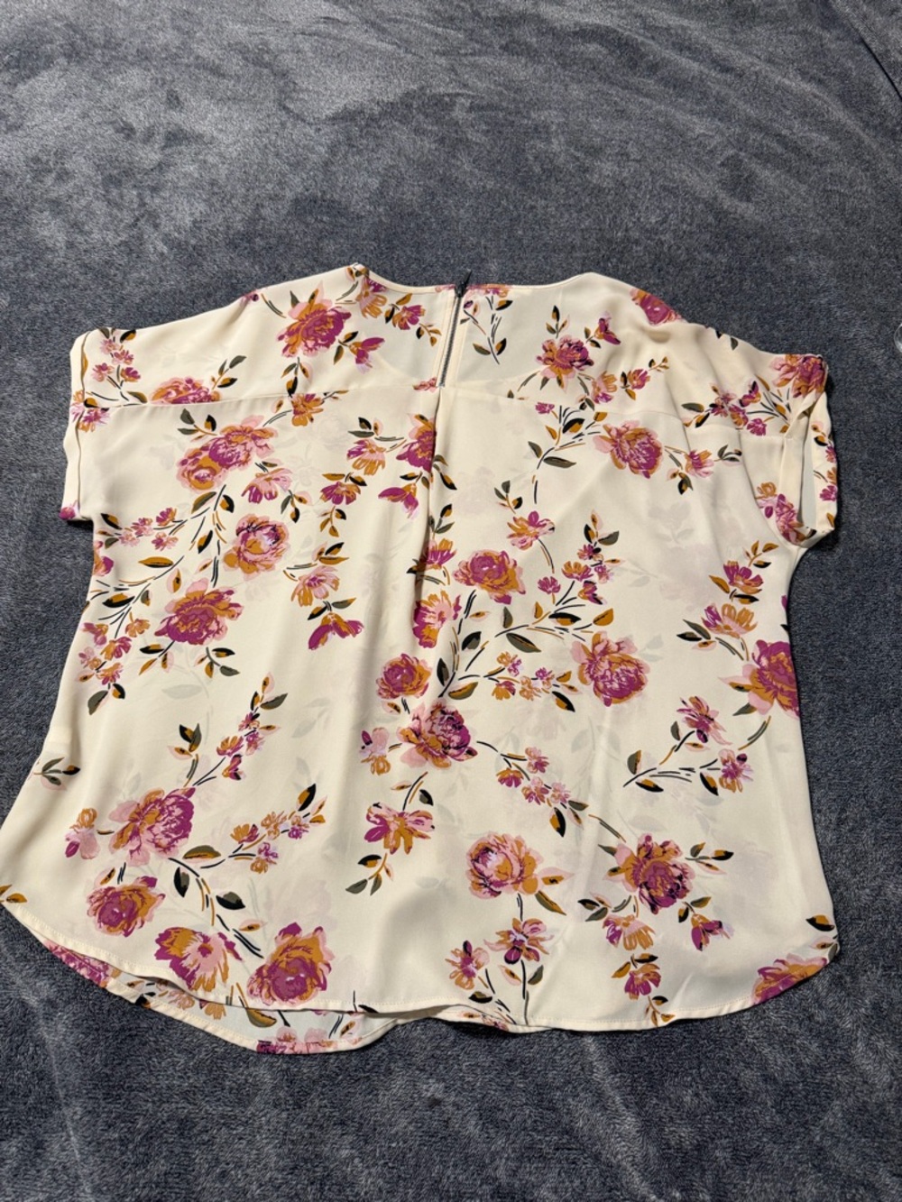 Maurices Women’s Floral Short-Sleeve Blouse - Cream with Pink Floral Print - Picture 6 of 6